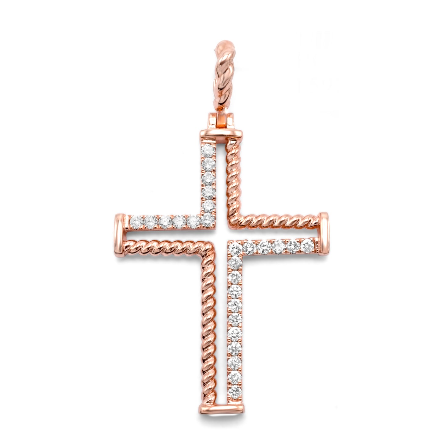 10k Rose Gold Diamond Cross 0.44 ctw