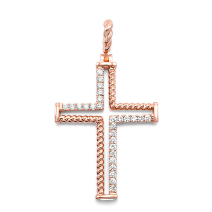 10k Rose Gold Diamond Cross 0.44 ctw