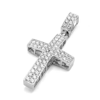 10k White Gold Diamond Cross 1.34 ctw