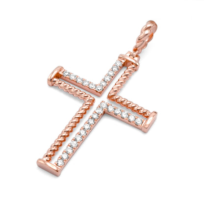 10k Rose Gold Diamond Cross 0.44 ctw