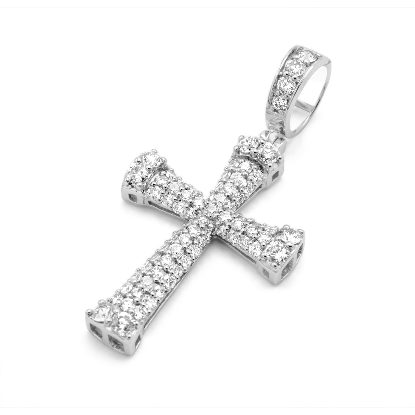 10k White Gold Diamond Cross 1.71 ctw