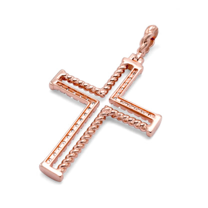 10k Rose Gold Diamond Cross 0.44 ctw