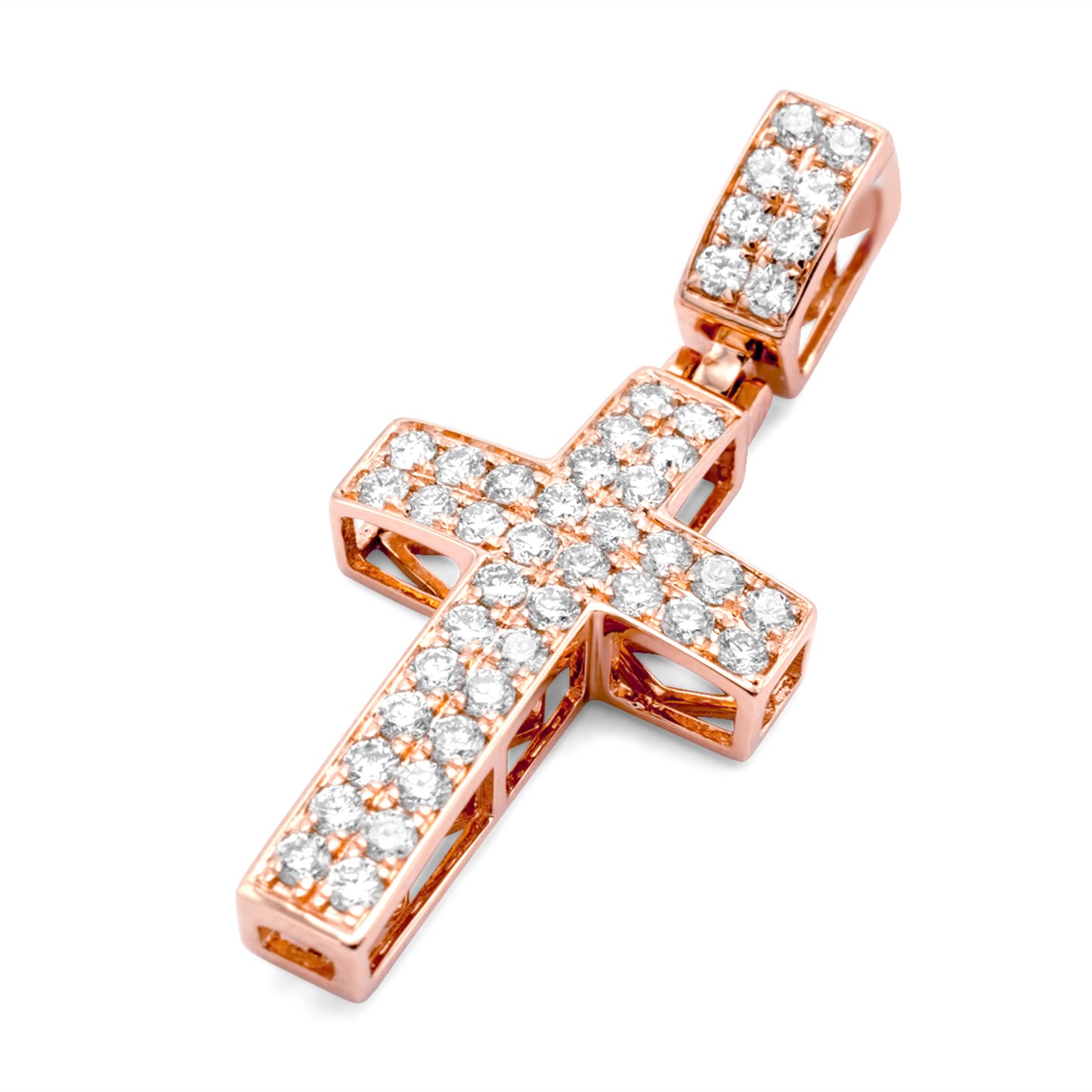 10k Rose Gold Diamond Cross 0.95ctw