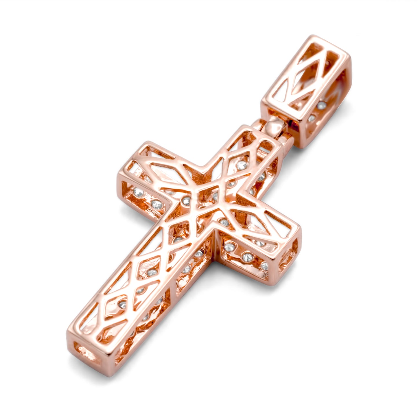 10k Rose Gold Diamond Cross 0.95ctw