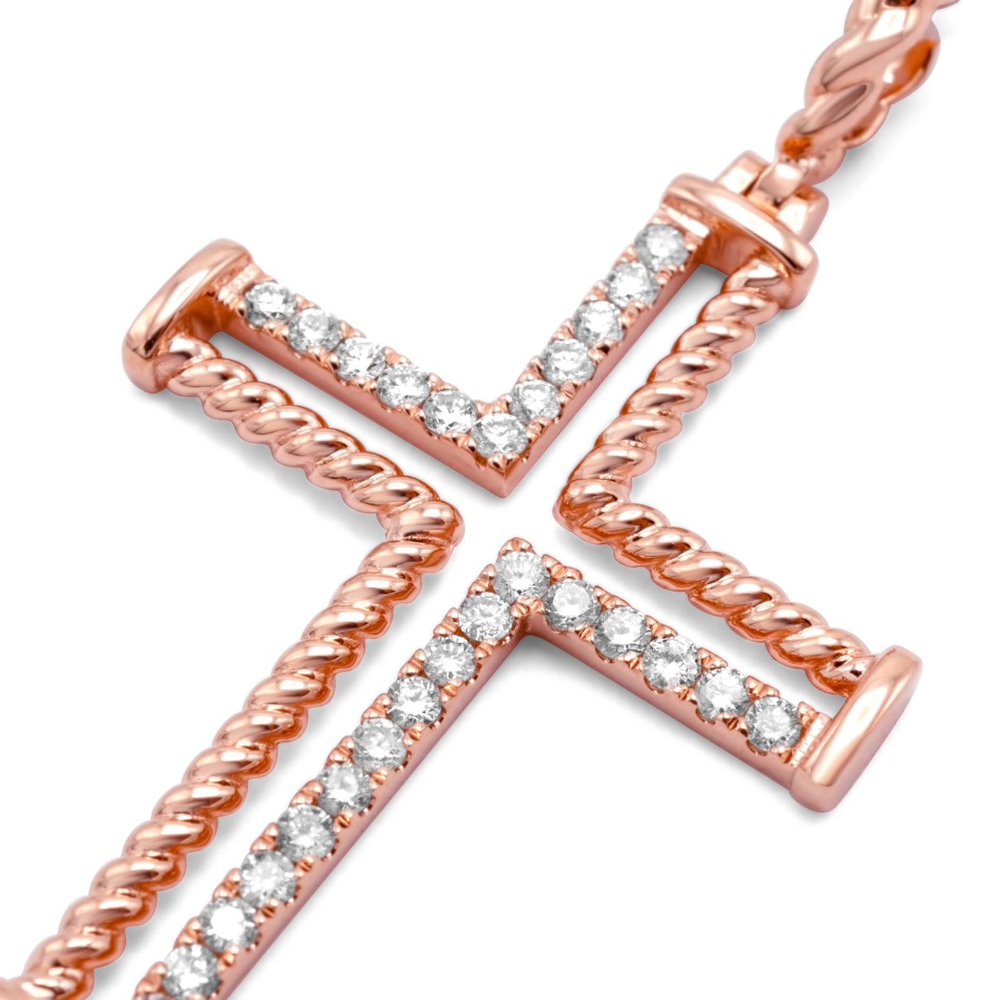 10k Rose Gold Diamond Cross 0.44 ctw