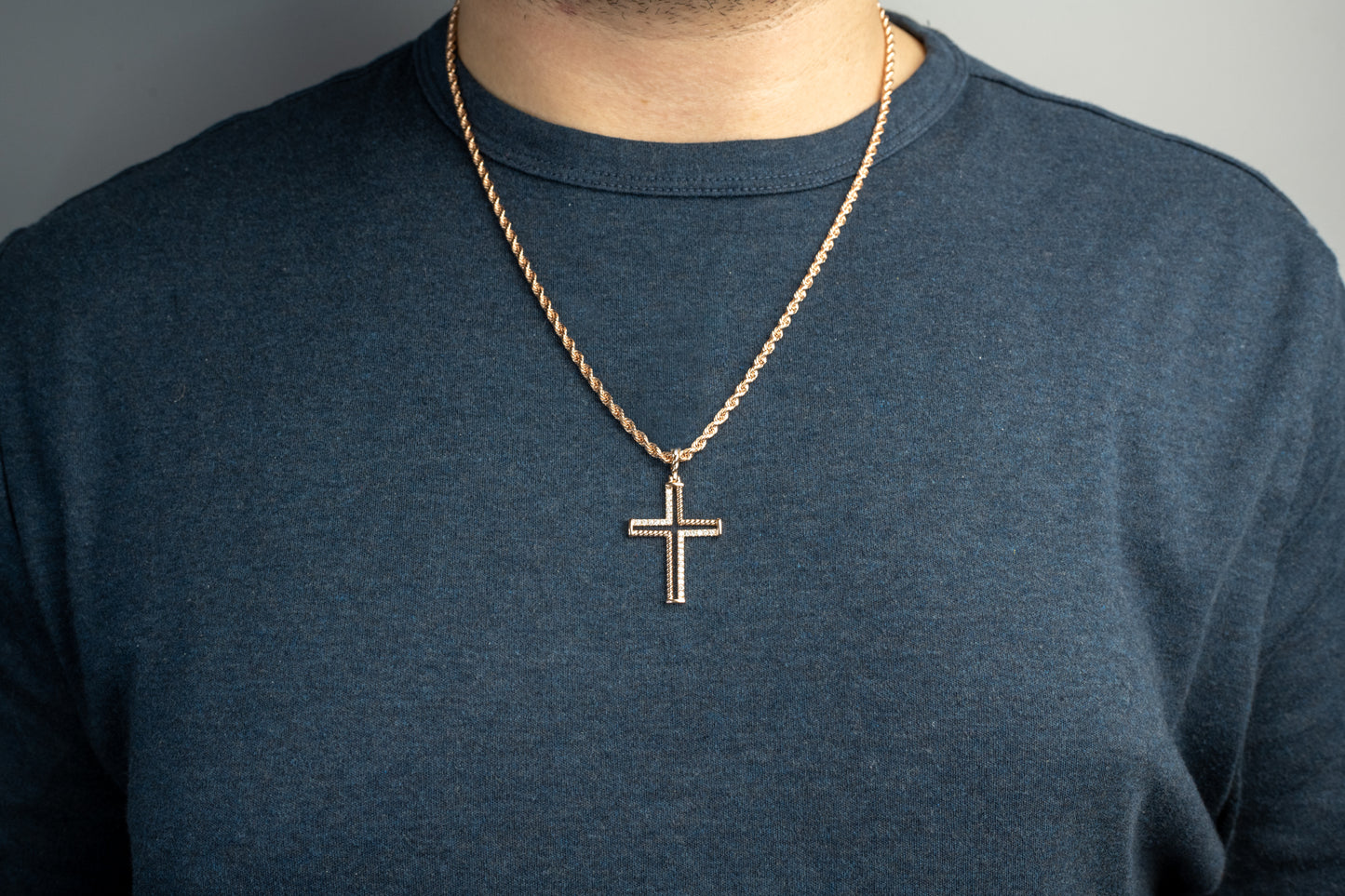 10k Rose Gold Diamond Cross 0.44 ctw