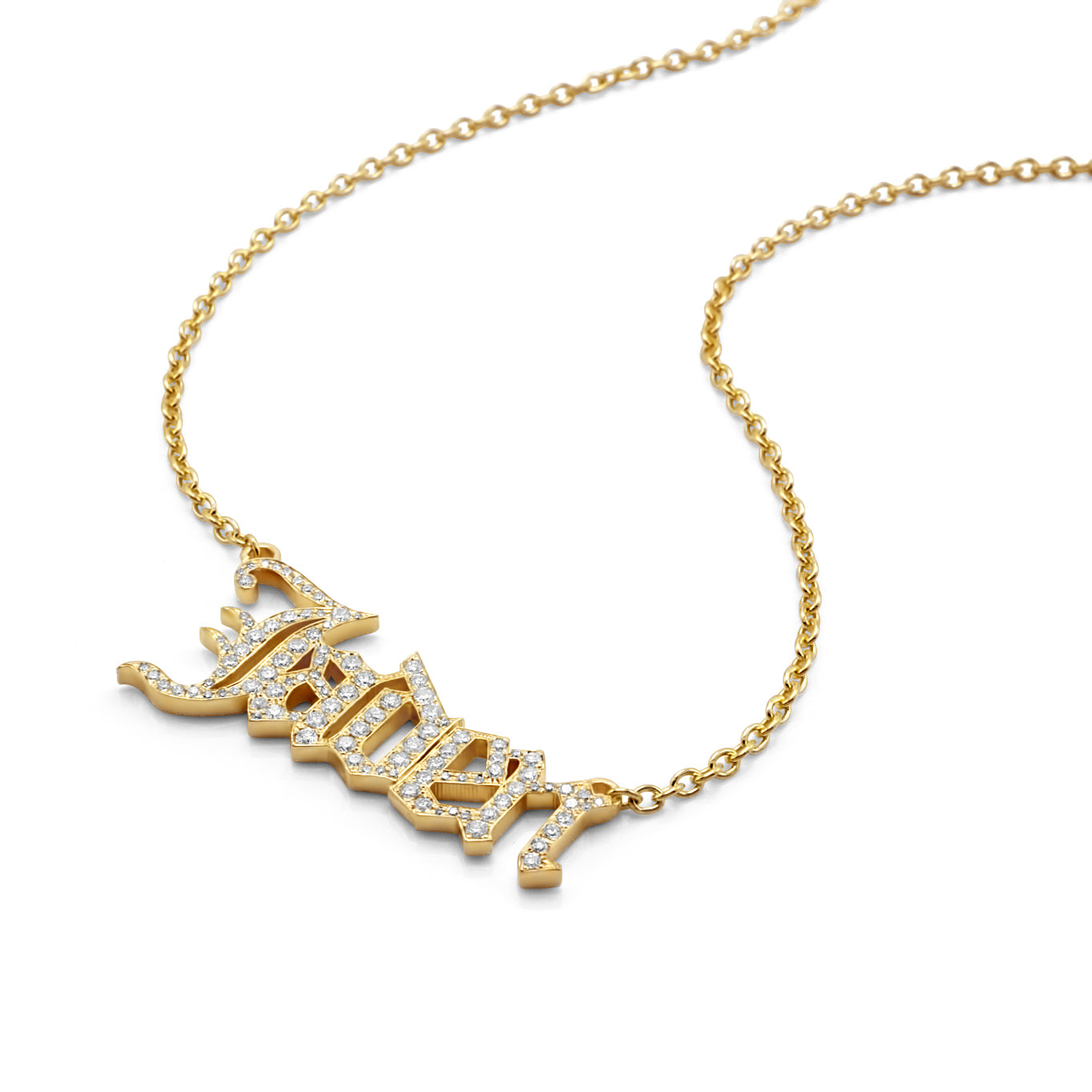 14K Yellow Gold Personalized Diamond Name Plate Necklace 1-3.00 ctw