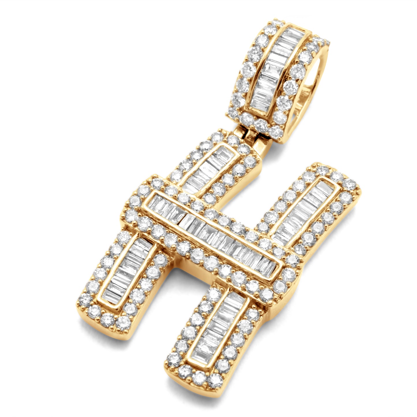 10k Yellow Gold Letter H Pendant 2.02ctw