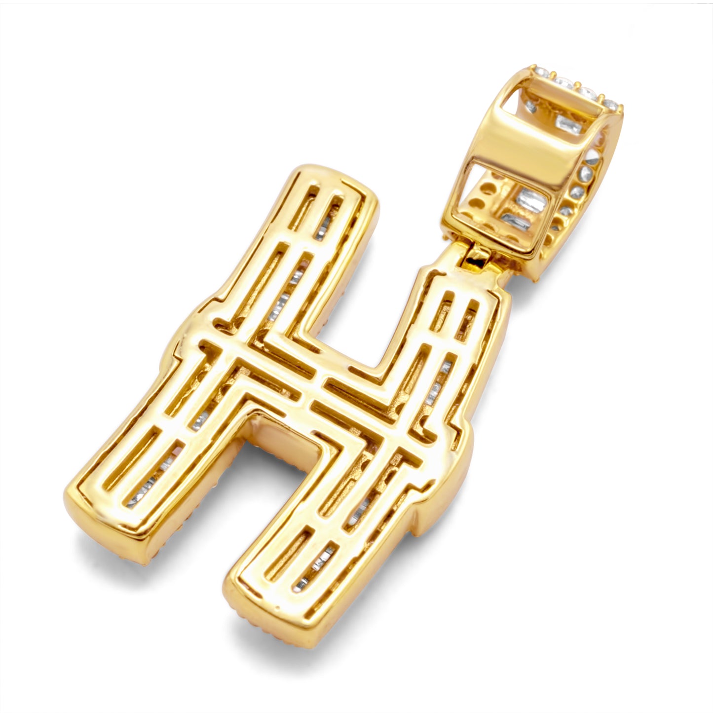 10k Yellow Gold Letter H Pendant 2.02ctw