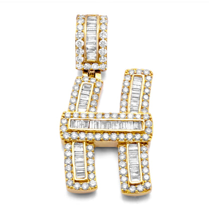 10k Yellow Gold Letter H Pendant 2.02ctw