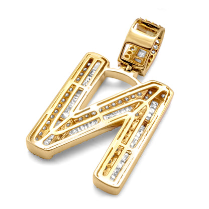 10k Yellow Gold Letter N Pendant 2.10ctw