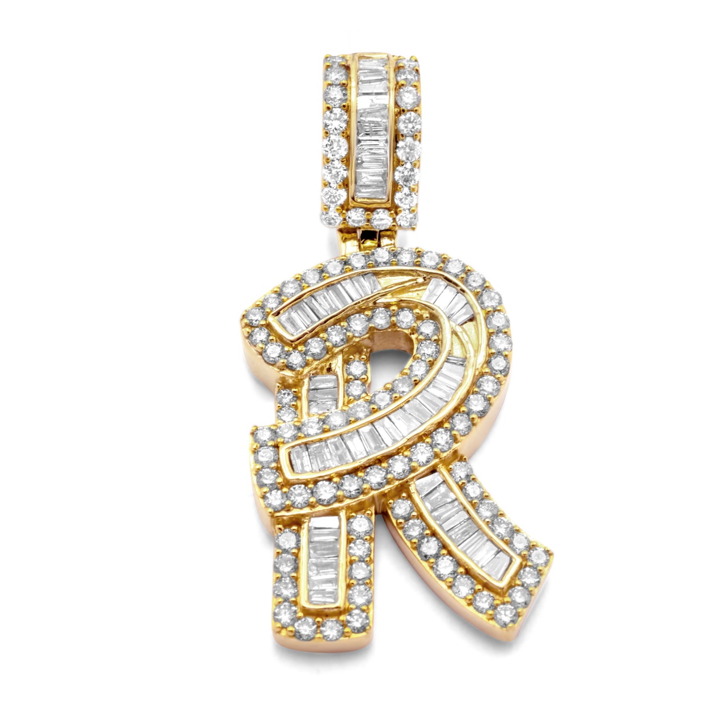 10k Yellow Gold Letter R Pendant 2.01ctw