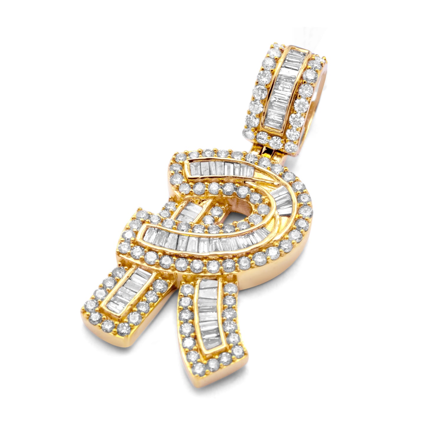 10k Yellow Gold Letter R Pendant 2.01ctw