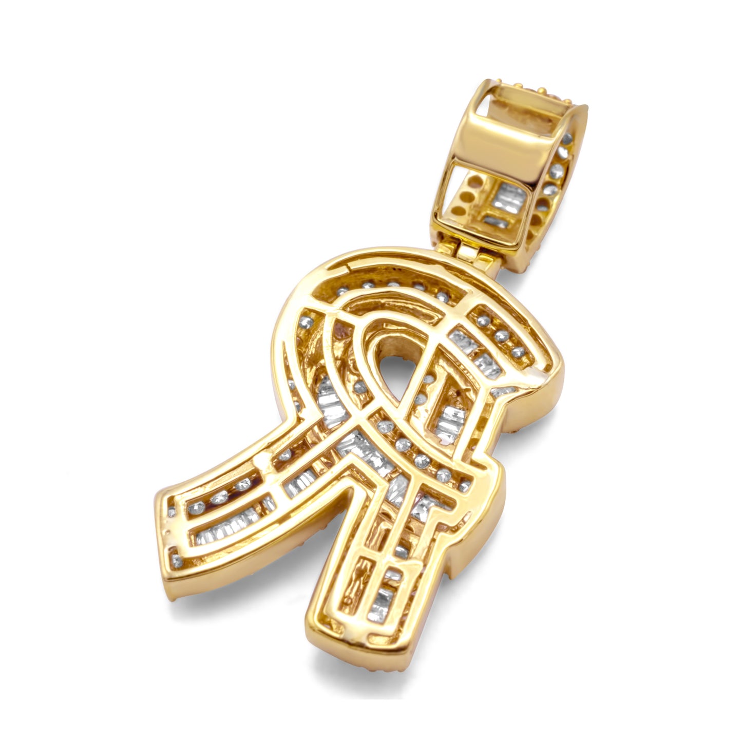 10k Yellow Gold Letter R Pendant 2.01ctw