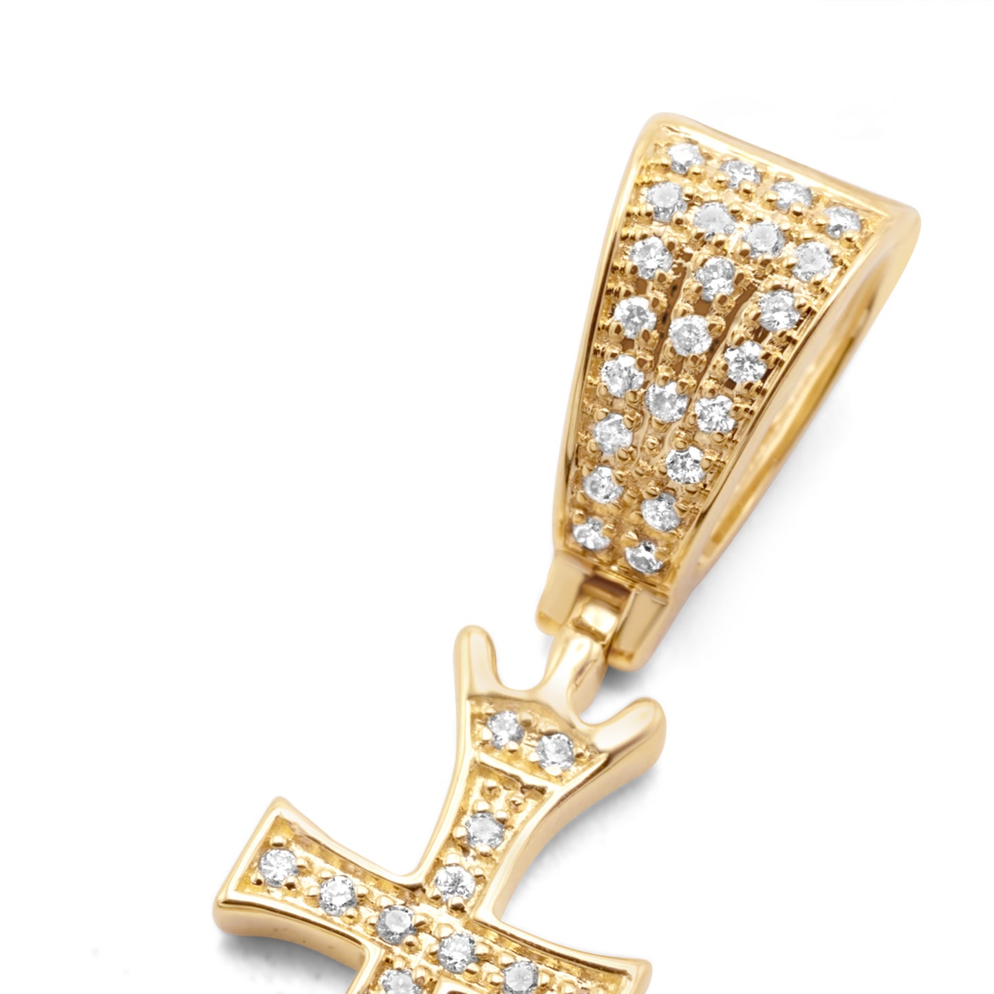 10k Yellow Gold Diamond Praying Hands with Cross 0.84ctw