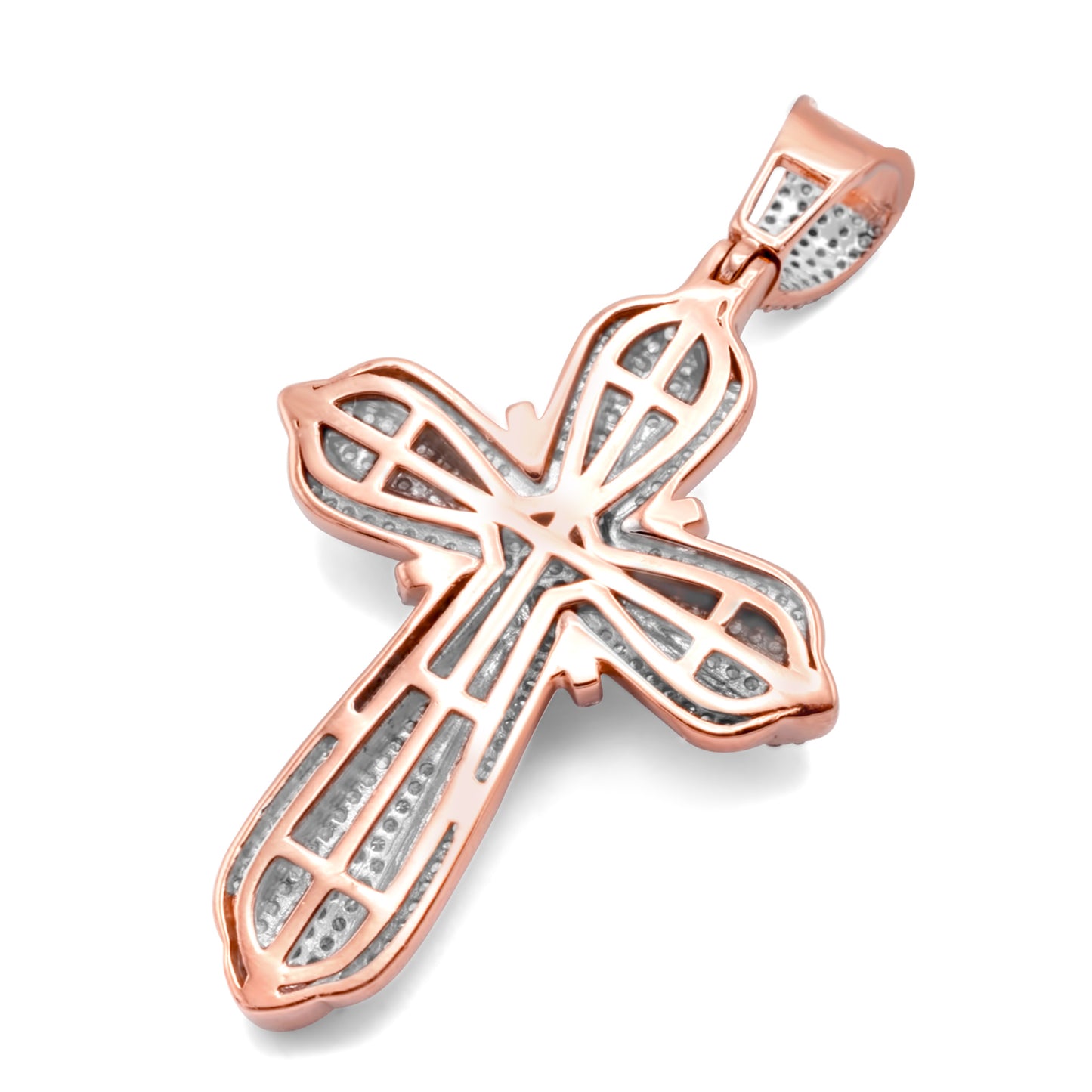 10k White & Rose Gold Diamond Cross 1.14ctw