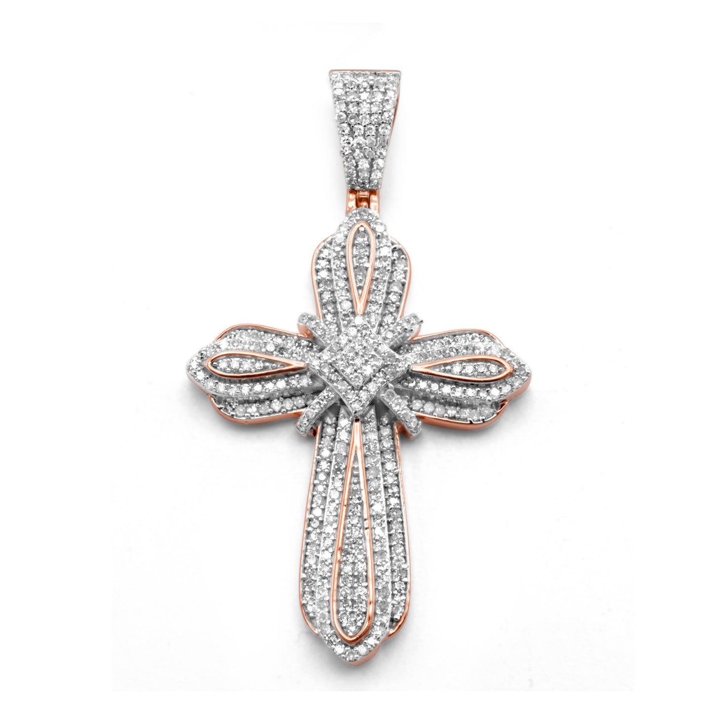 10k White & Rose Gold Diamond Cross 1.14ctw