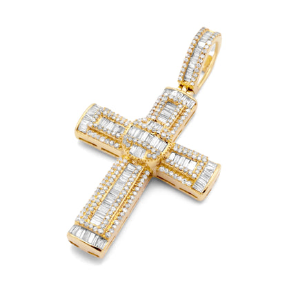 10k Yellow Gold Diamond Baguette Cross 1.53ctw