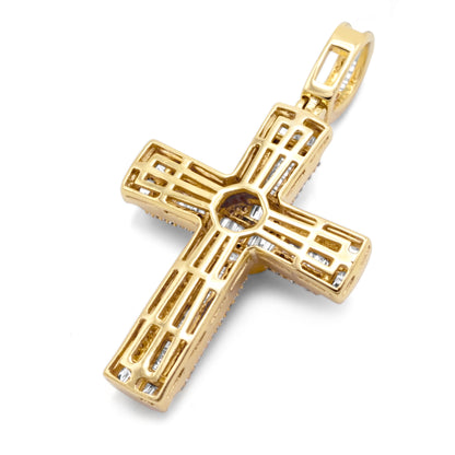 10k Yellow Gold Diamond Baguette Cross 1.53ctw