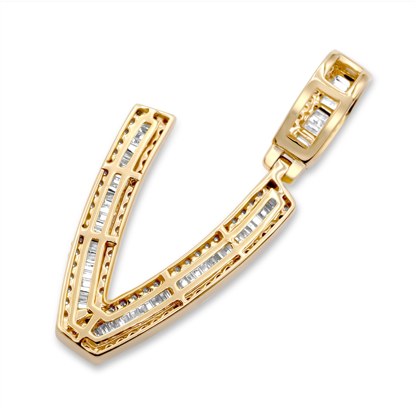 14K Yellow Gold Letter V Pendant 0.58ctw