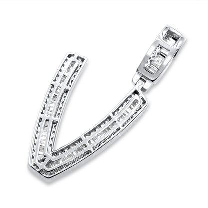 14K White Gold Letter V Pendant 0.58ctw