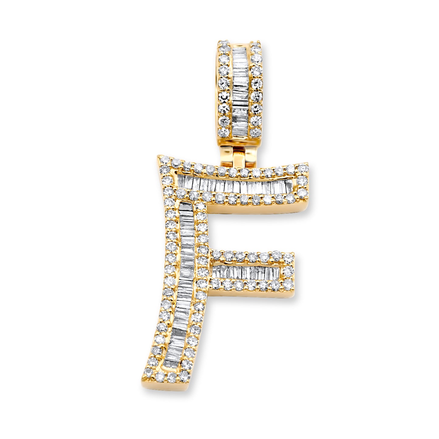 14K Yellow Gold Letter F Pendant 1.04ctw