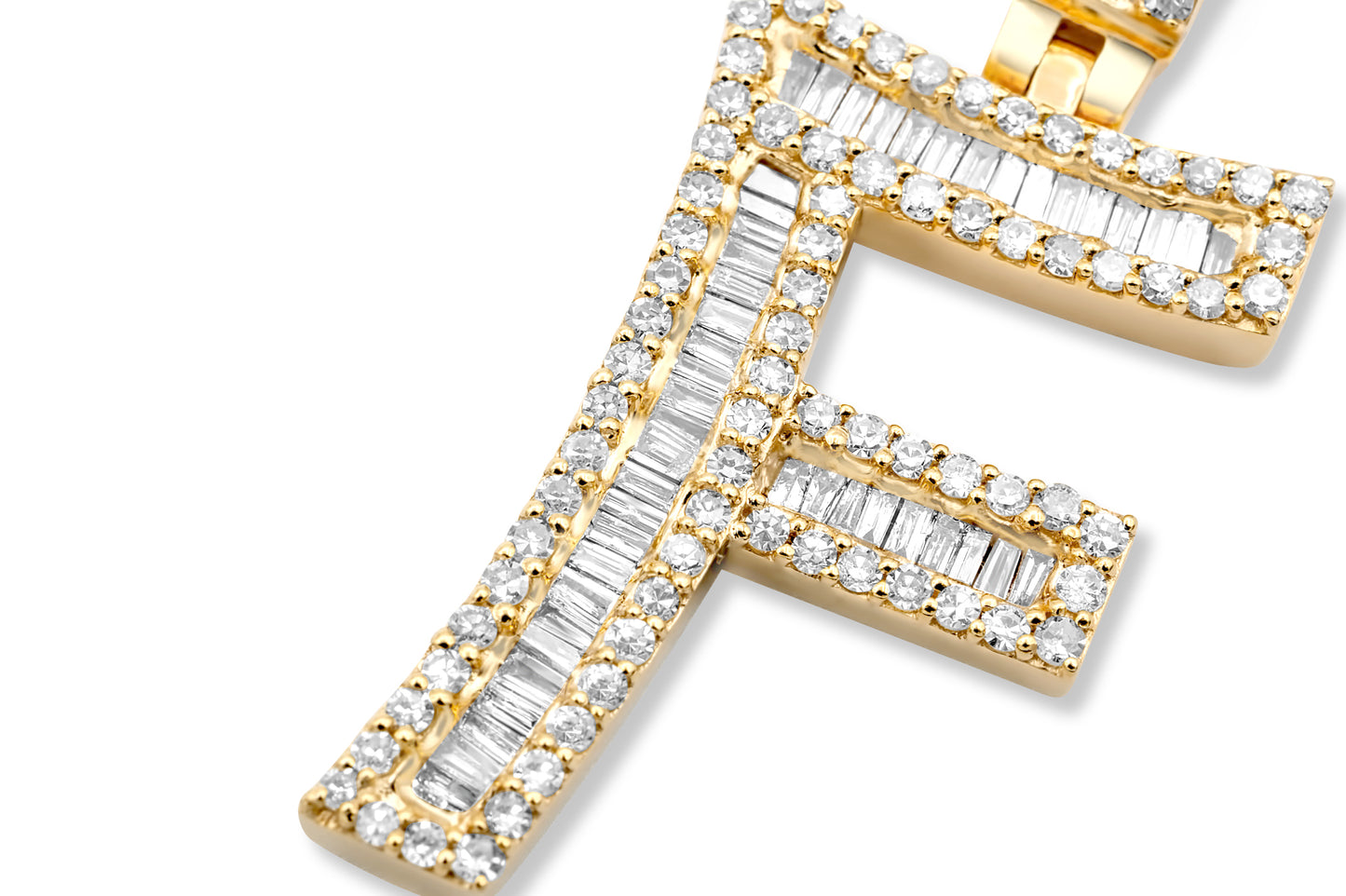 14K Yellow Gold Letter F Pendant 1.04ctw