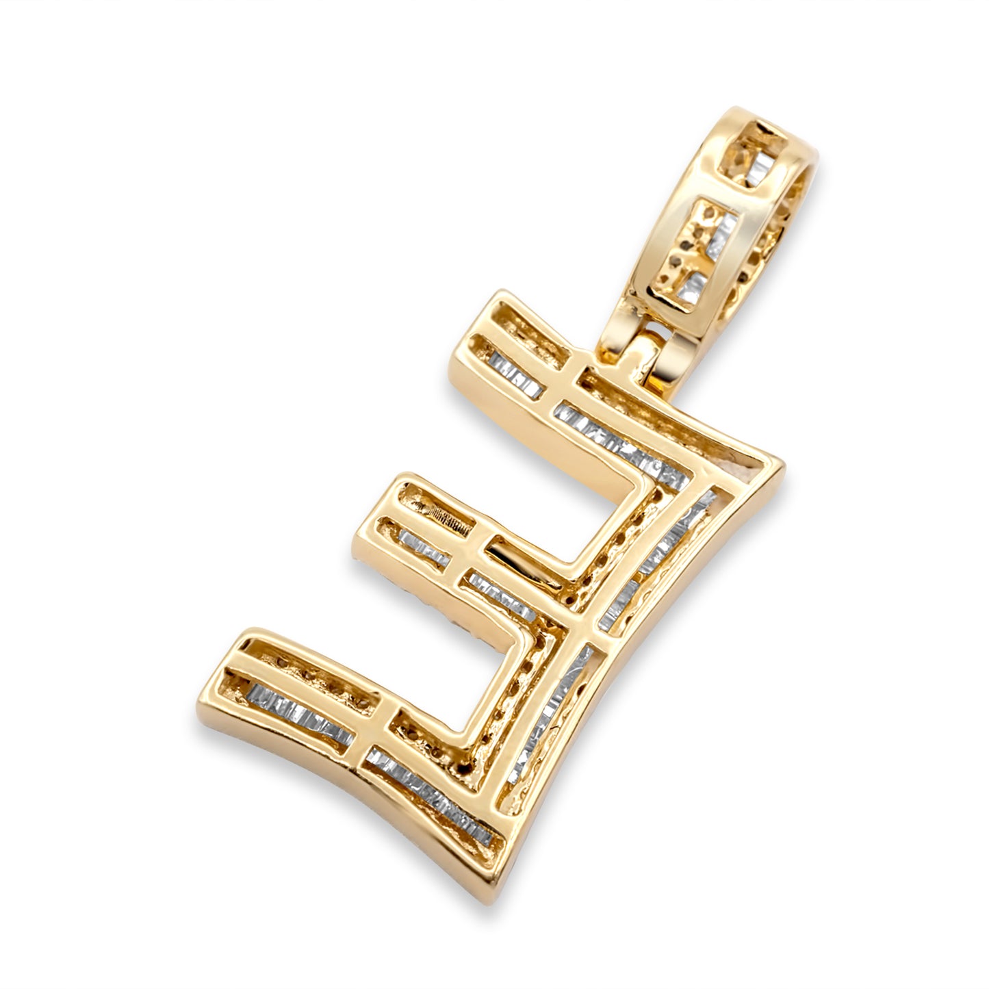 14K Yellow Gold Letter E Pendant 0.68ctw