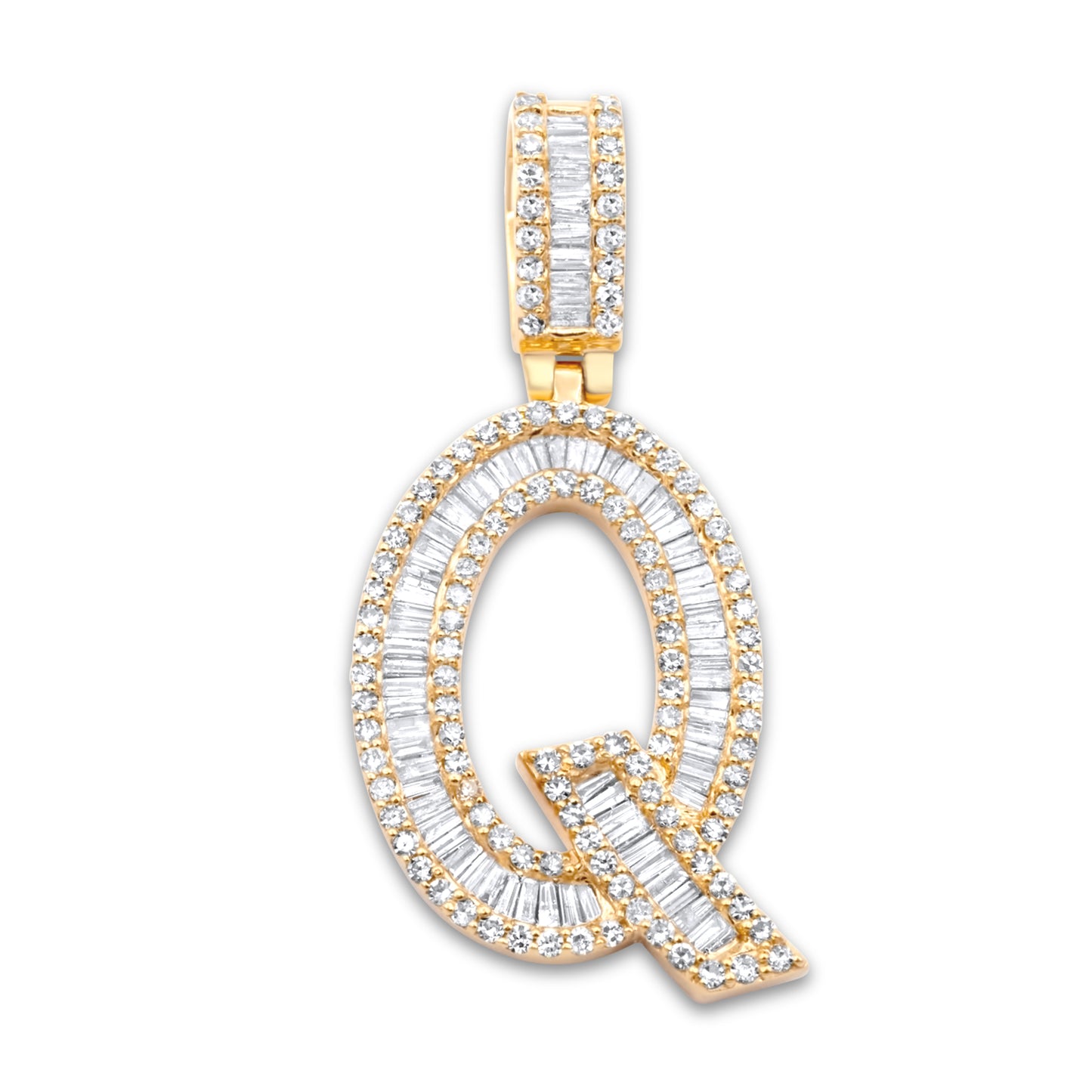 14K Yellow Gold Letter Q Pendant 0.71ctw