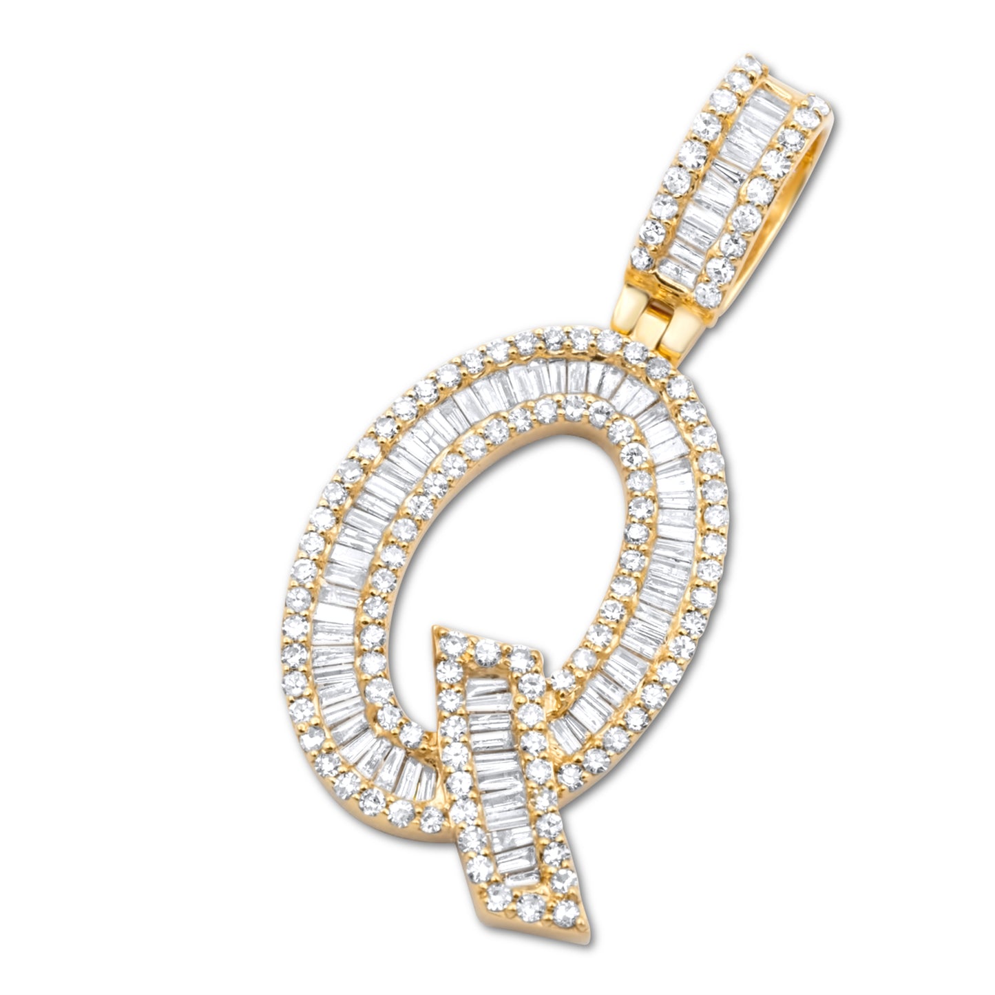 14K Yellow Gold Letter Q Pendant 0.71ctw