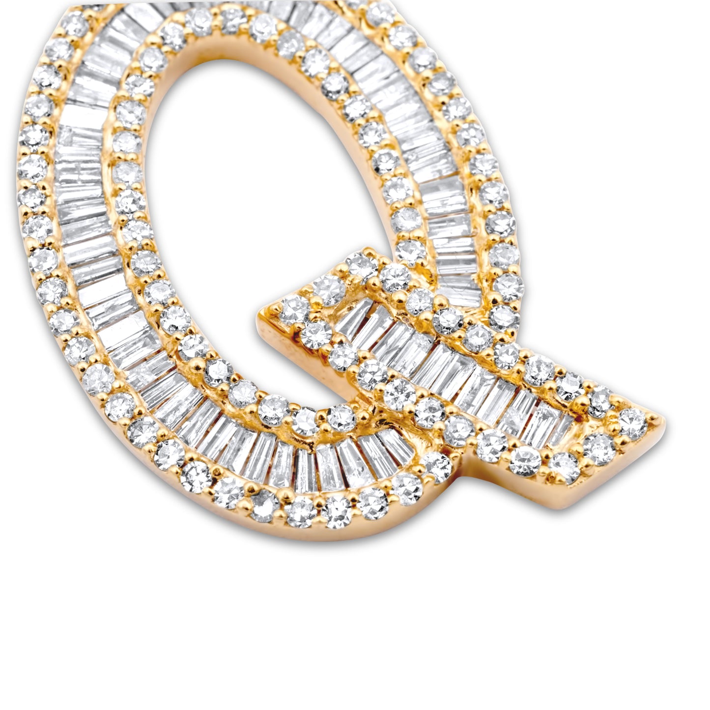 14K Yellow Gold Letter Q Pendant 0.71ctw