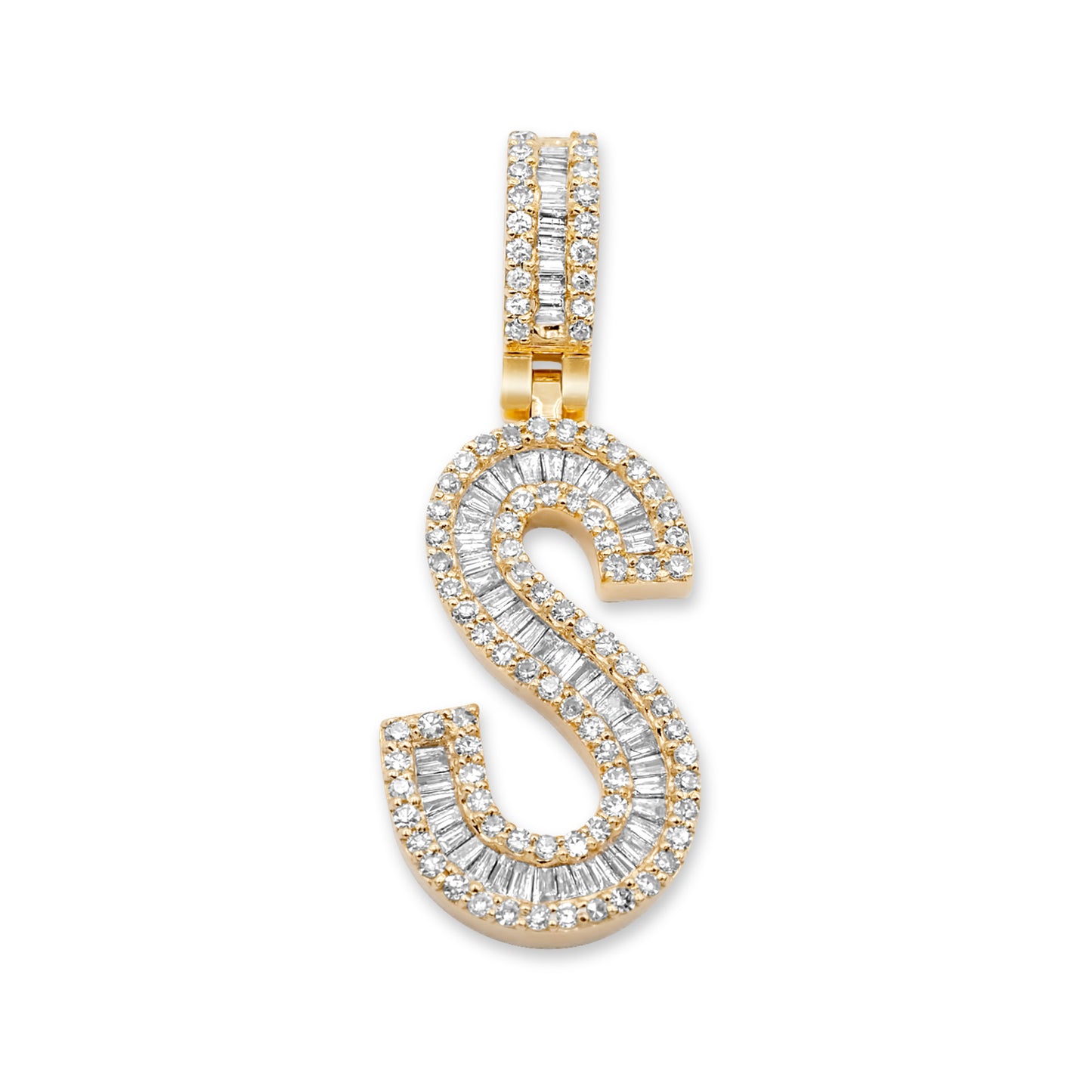 14K Yellow Gold Letter S Pendant 0.67ctw