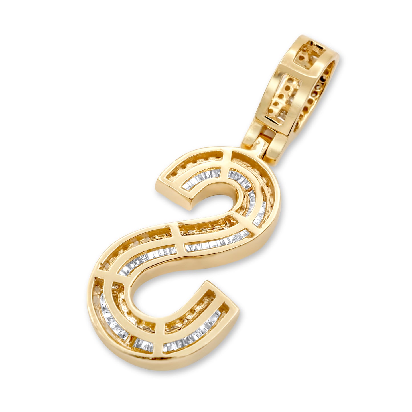 14K Yellow Gold Letter S Pendant 0.67ctw