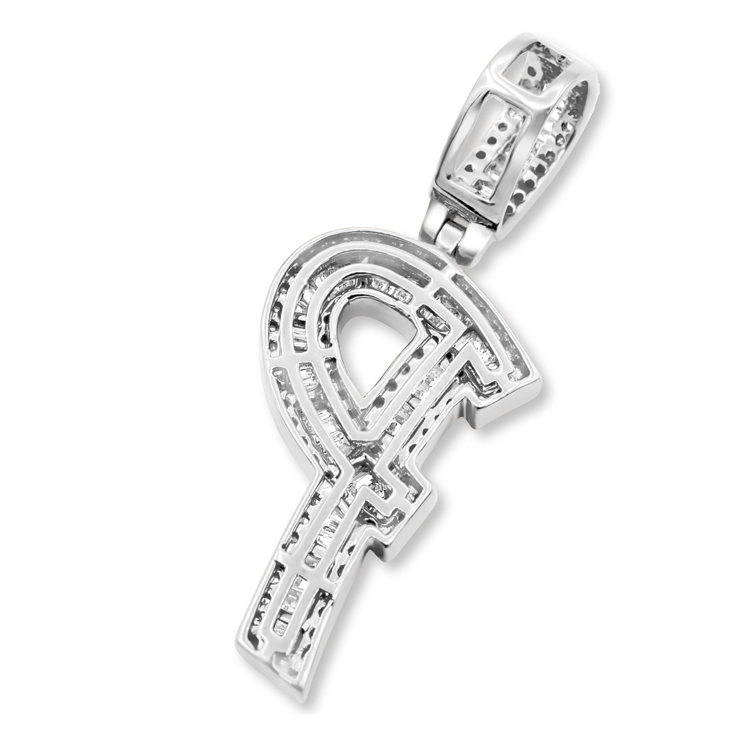 14K White Gold Letter P Pendant 1.10ctw