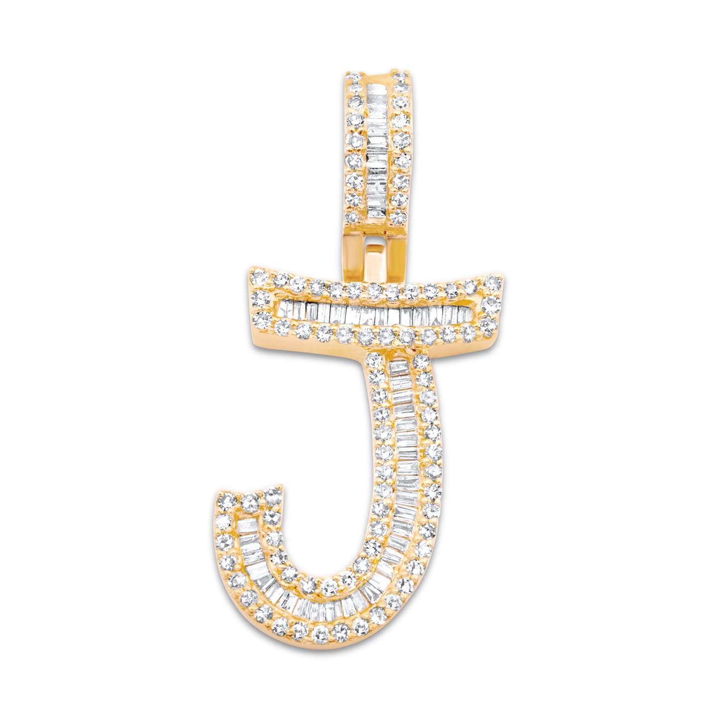 14K Yellow Gold Letter J Pendant 0.58ctw