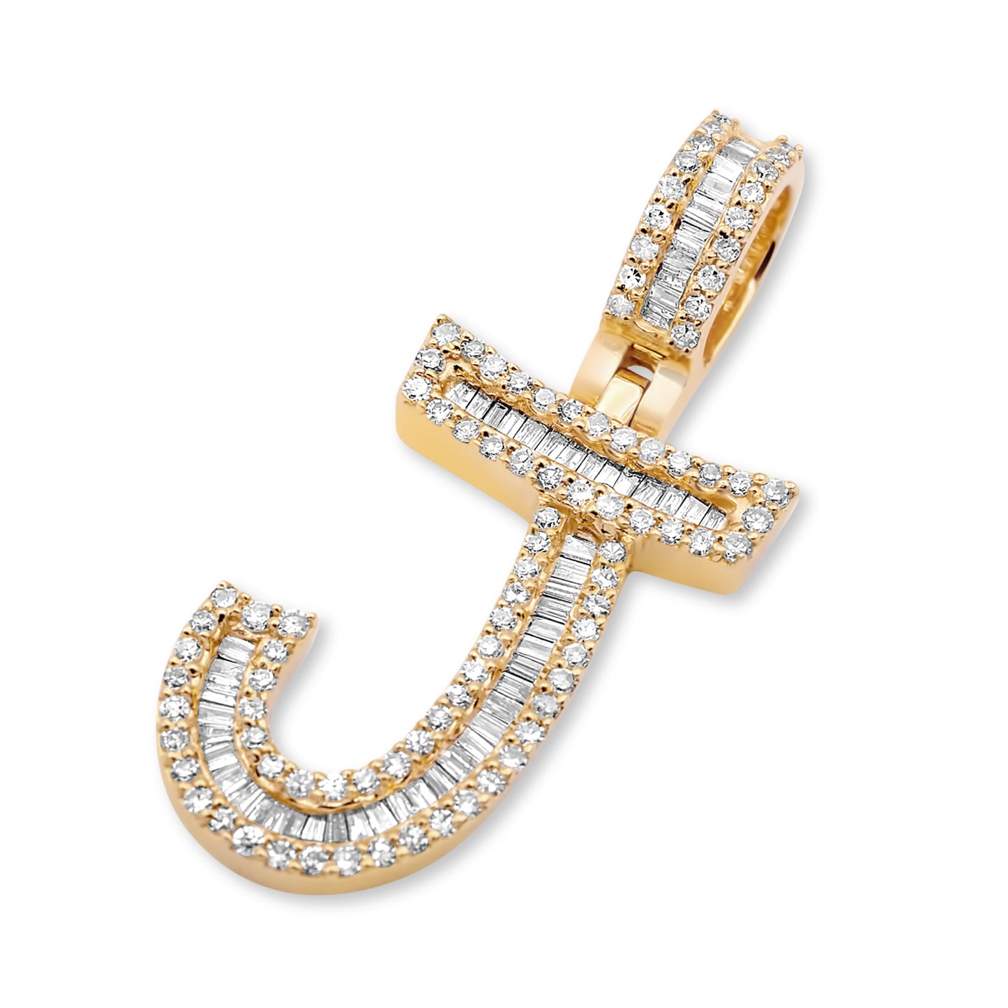 14K Yellow Gold Letter J Pendant 0.58ctw