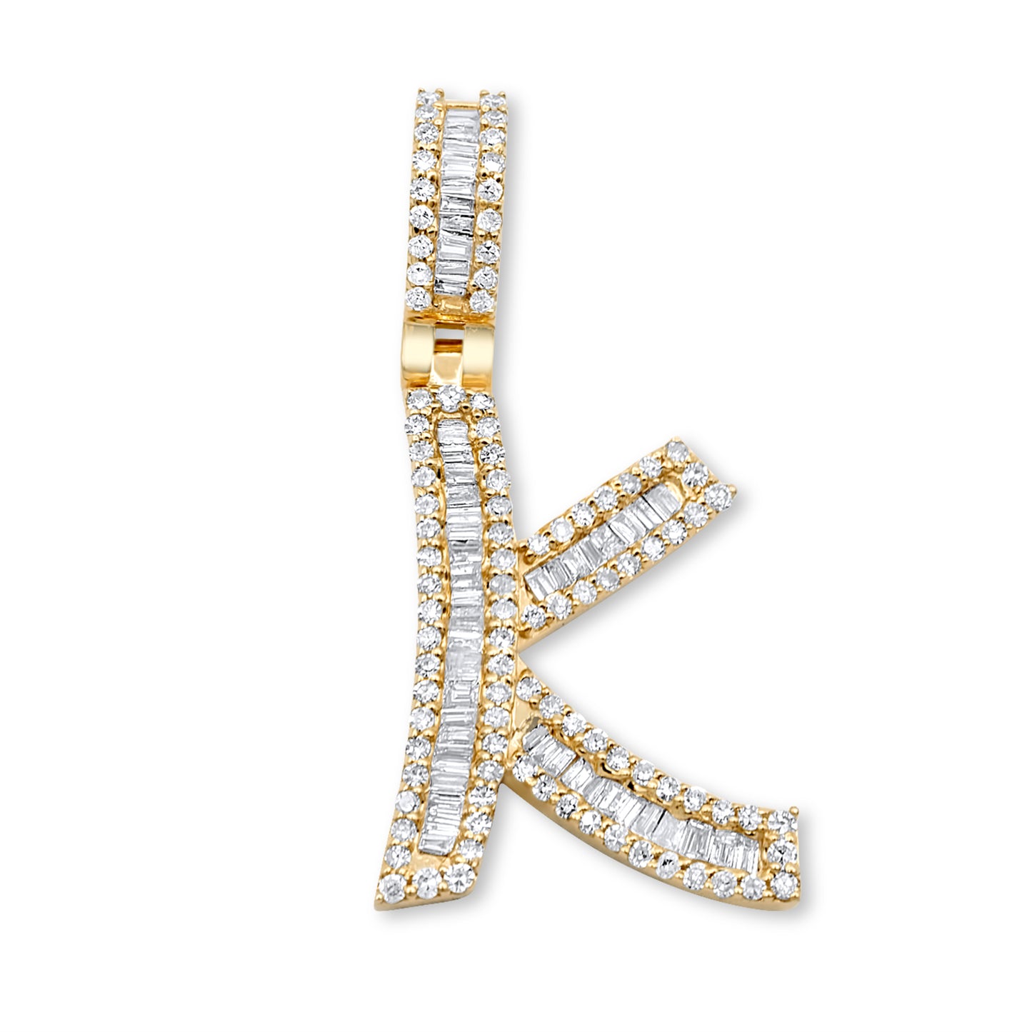 14K Yellow Gold Letter K Pendant 0.72ctw