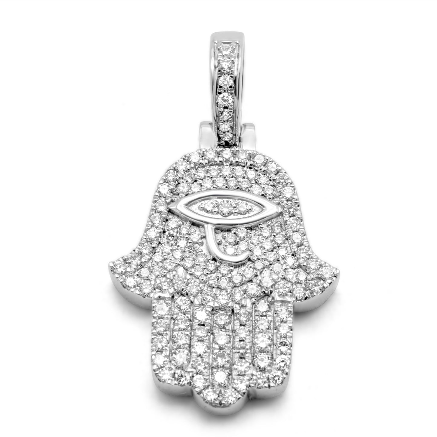 10k White Gold Diamond Hamsa 1.00ctw