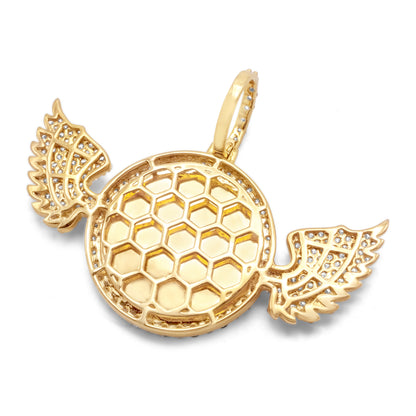 10K Yellow Gold Wings Diamond Picture Pendant 2.05ctw