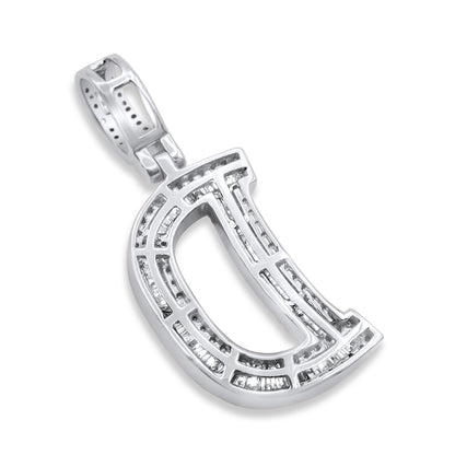 14K White Gold Letter D Pendant 0.70ctw