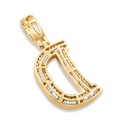 14K Yellow Gold Letter D Pendant 0.70ctw