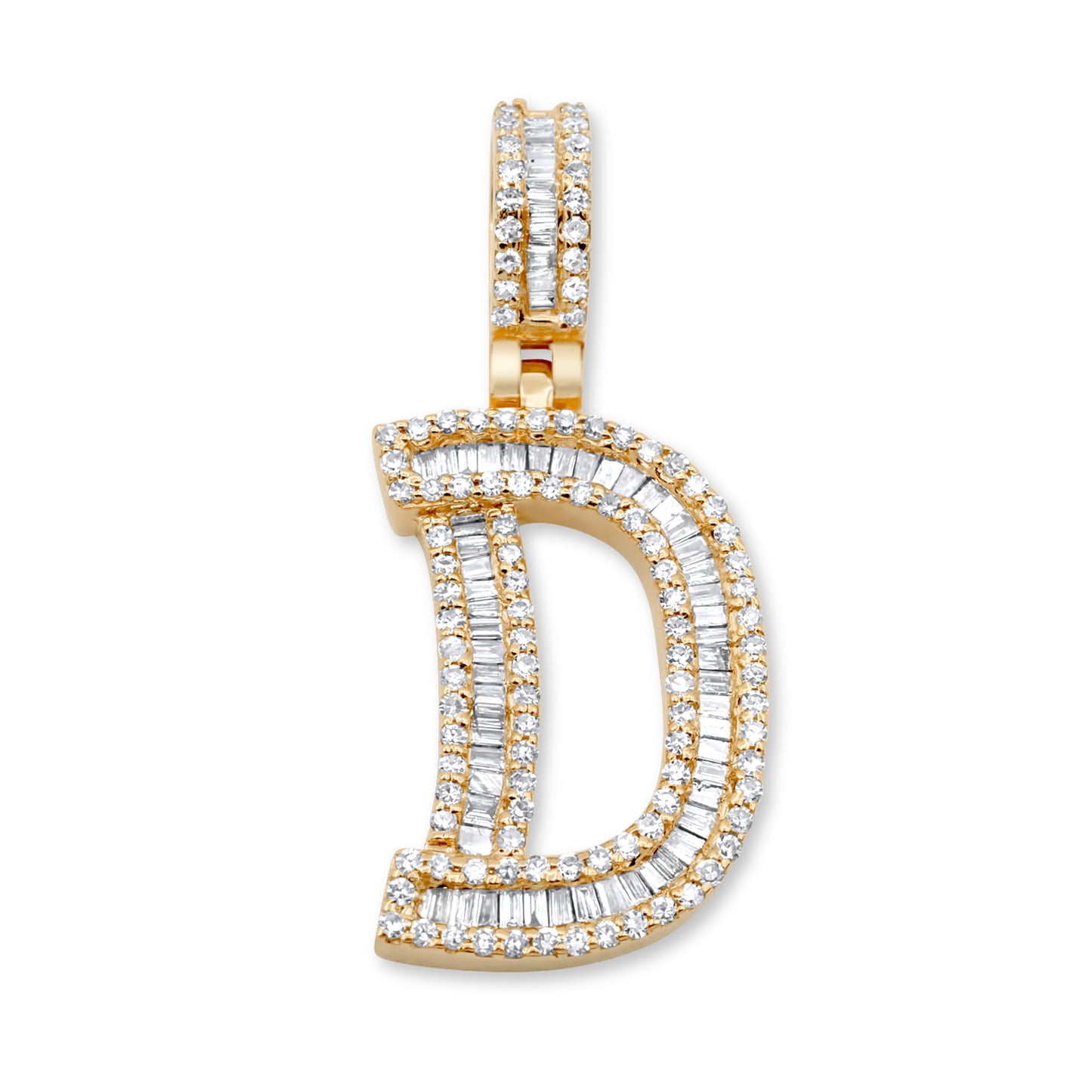 14K Yellow Gold Letter D Pendant 0.70ctw