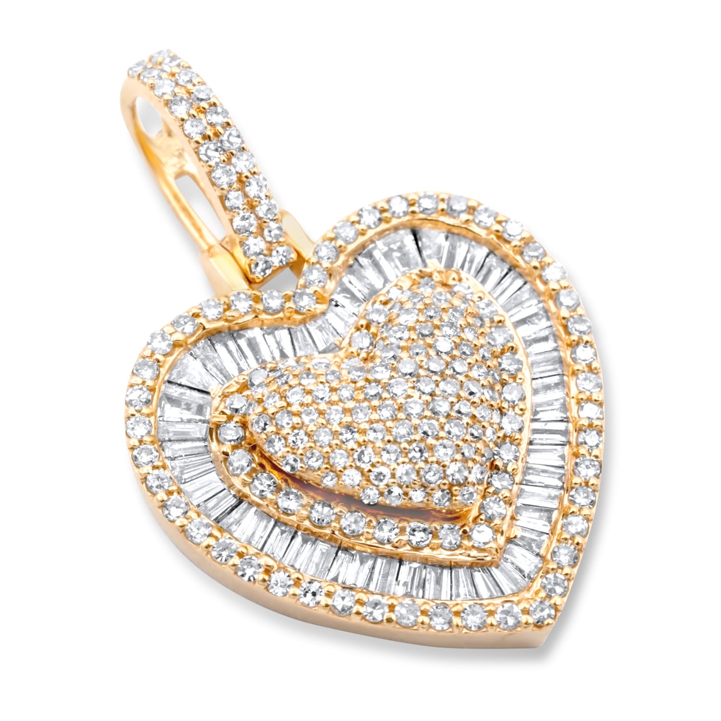 14k Yellow Gold Diamond Baguette Heart Pendant 1.19 ctw