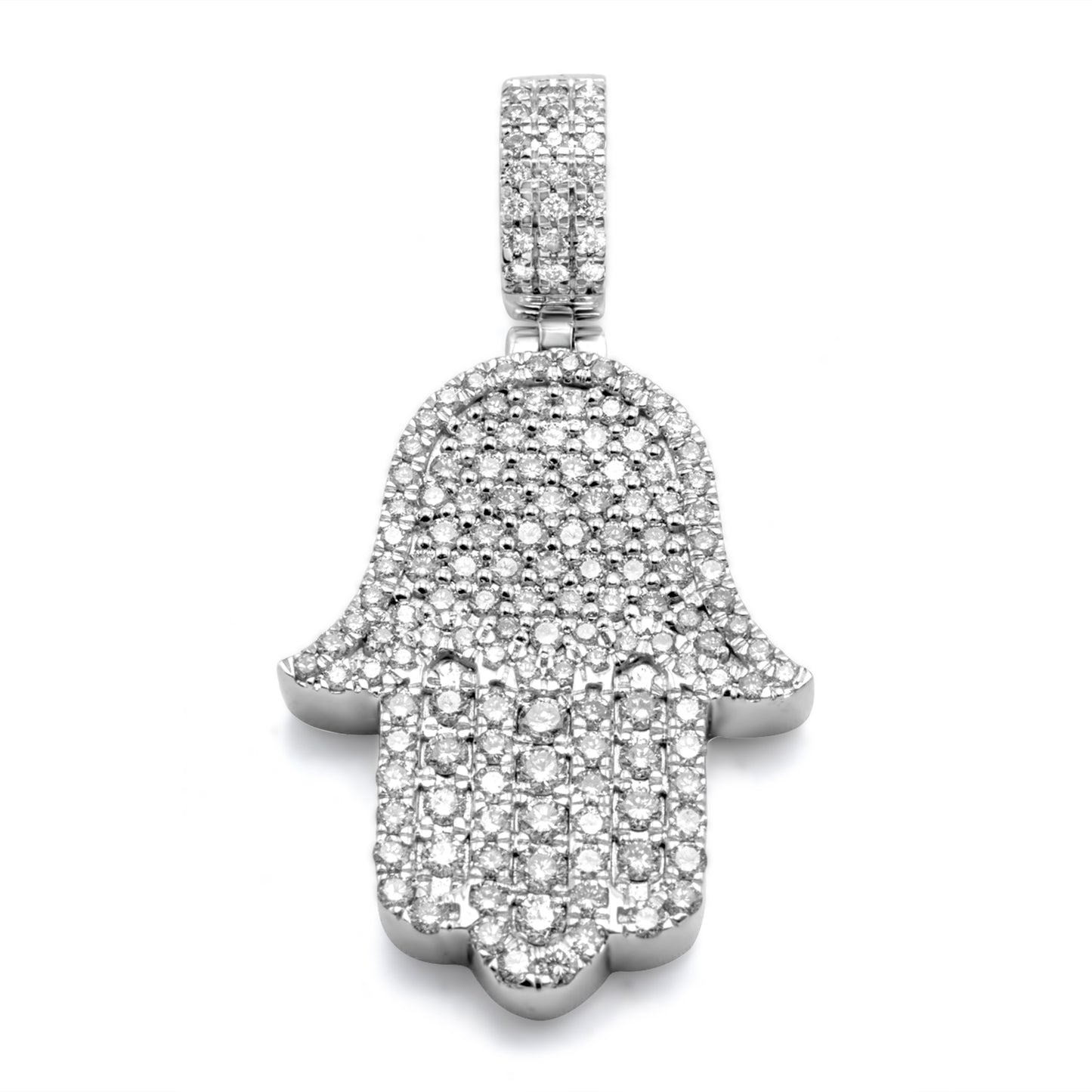 10k White Gold Diamond Hamsa 1.76ctw