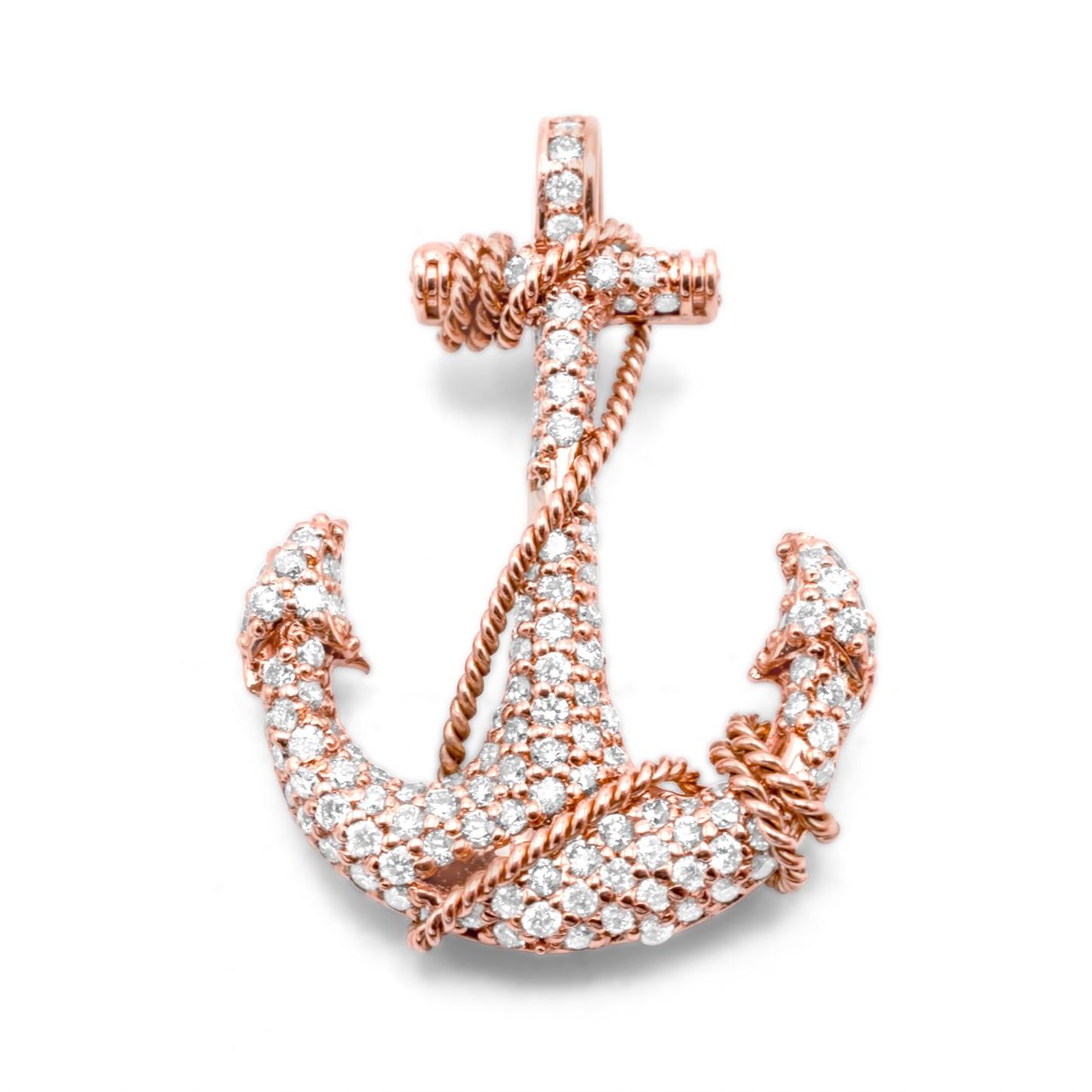 10K Rose Gold Anchor Diamond Pendant 0.65 ctw