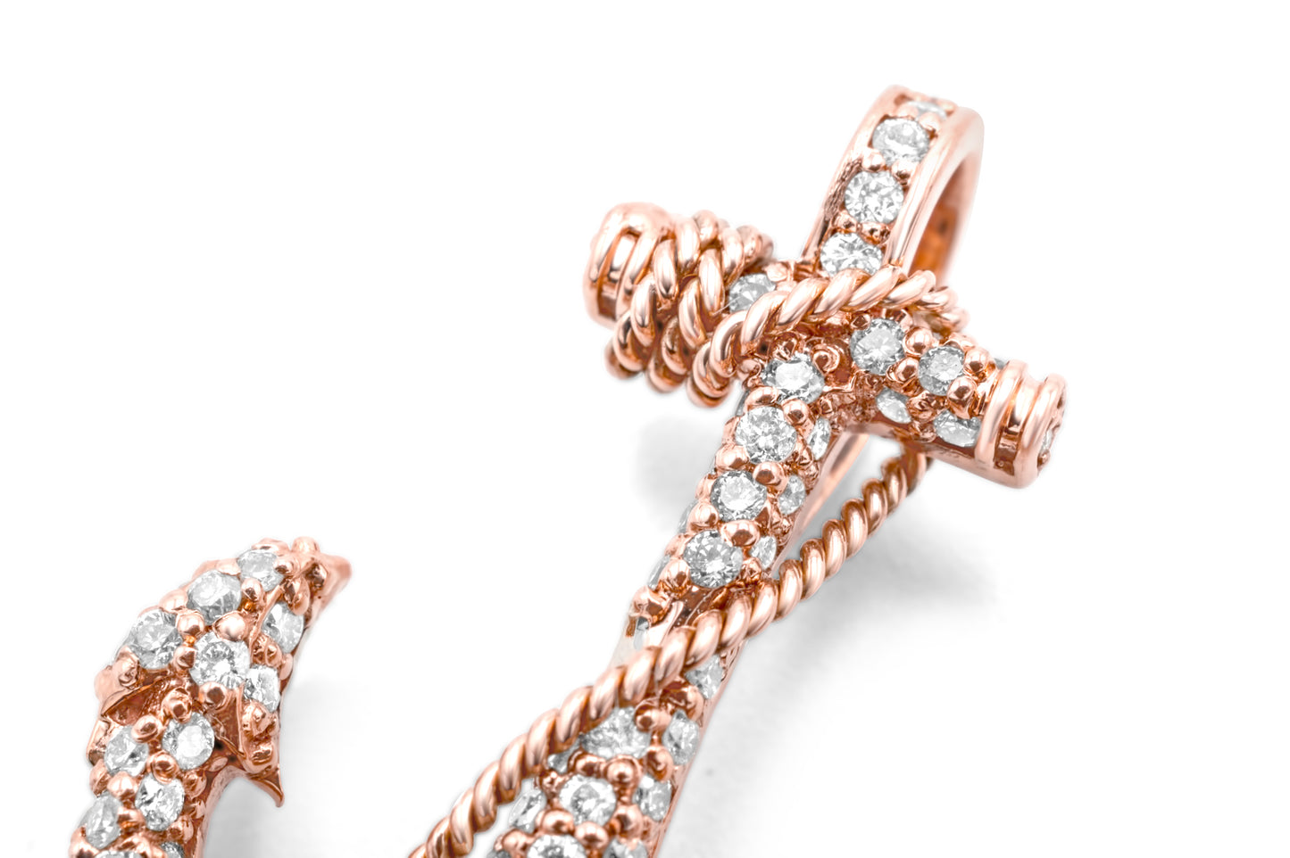 10K Rose Gold Anchor Diamond Pendant 0.65 ctw