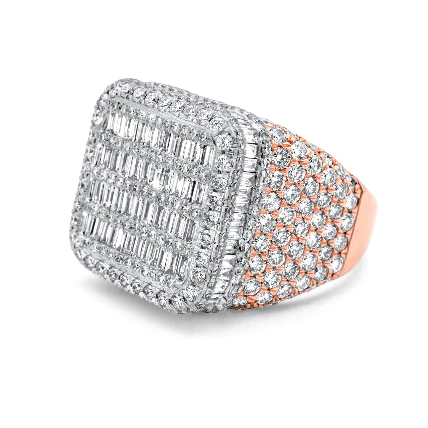 14k Two-Tone Rose & White Gold Baguette Diamond Ring 5.68ctw