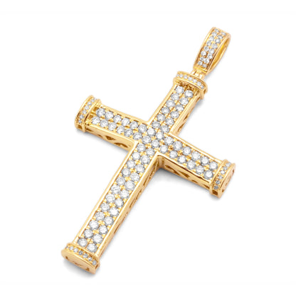 10k Yellow Gold Diamond Cross 1.50ctw