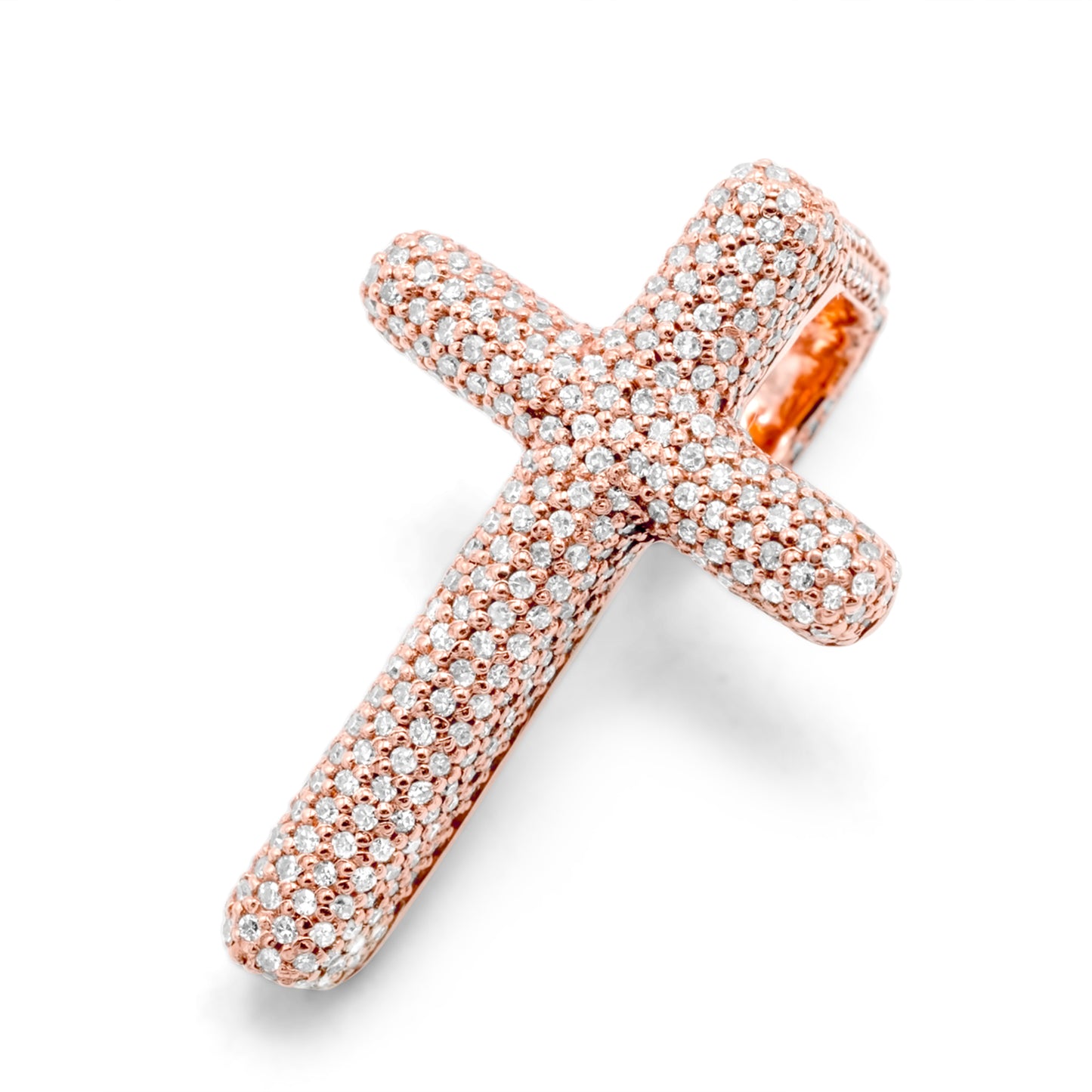 10k Rose Gold Diamond Cross 0.81ctw