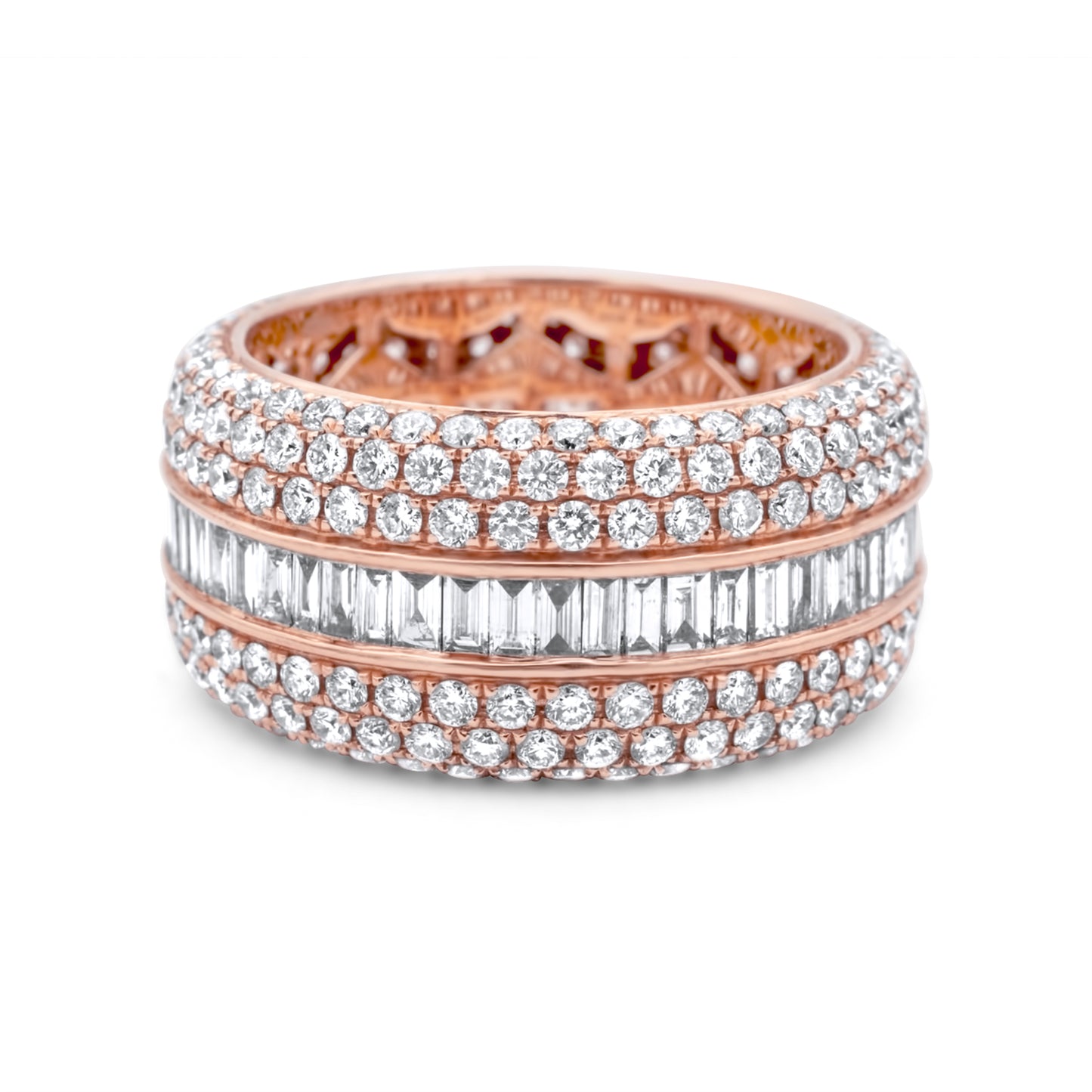 14k Rose Gold Diamond Baguette Ring 7.00ctw